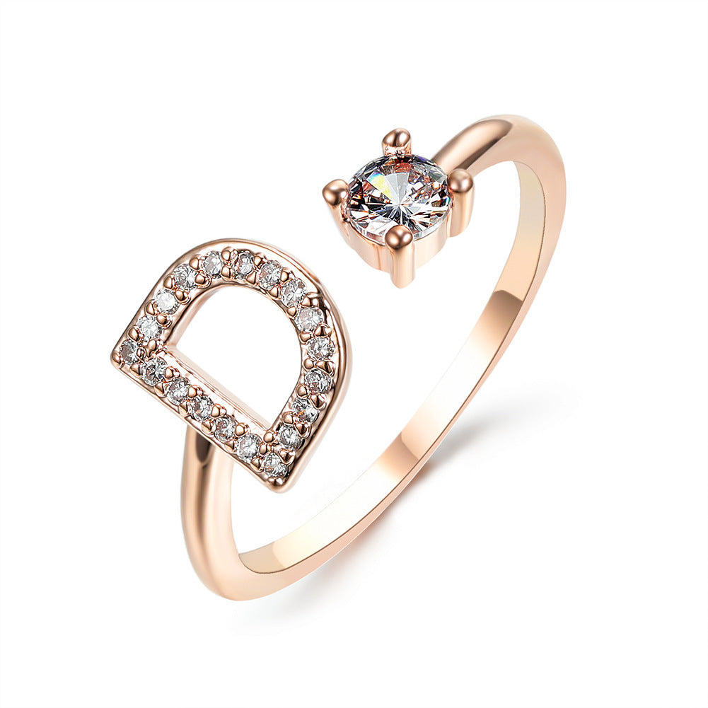 Image du produit Bague Initiale Ajustable – Élégance Personnalisée en Argent/Doré | Bijou Raffiné pour Femme