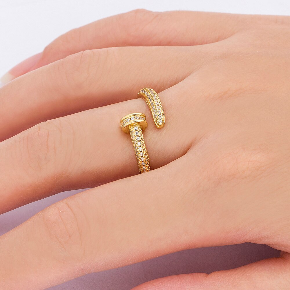 Image du produit Bague à Ongle Personnalisée | Bague Géométrique Ajustable avec Faux Gemmes/ Pierres Semi-Précieuses