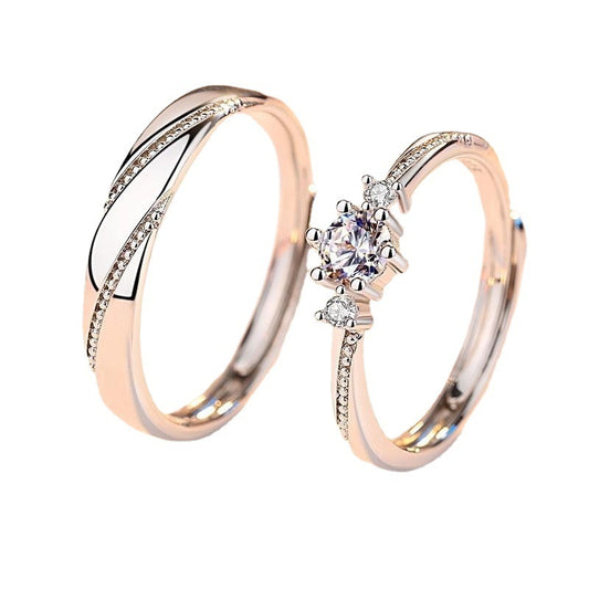 Image du produit Bague de Couple en Argent Sterling – Élégance Géométrique pour Mariage et Engagement 💍✨