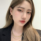 Image du produit 925 Silver Needle In Europe And The United States Wind Metal Glossy Texture Square Circle HOOP Earrings Exaggerated Earrings Tide People Personality Female
