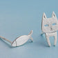 ✨ Boucles d'Oreilles Argent 925 - Design Élégant avec Chats et Poissons Amovibles, Style Original et Unique 🐾