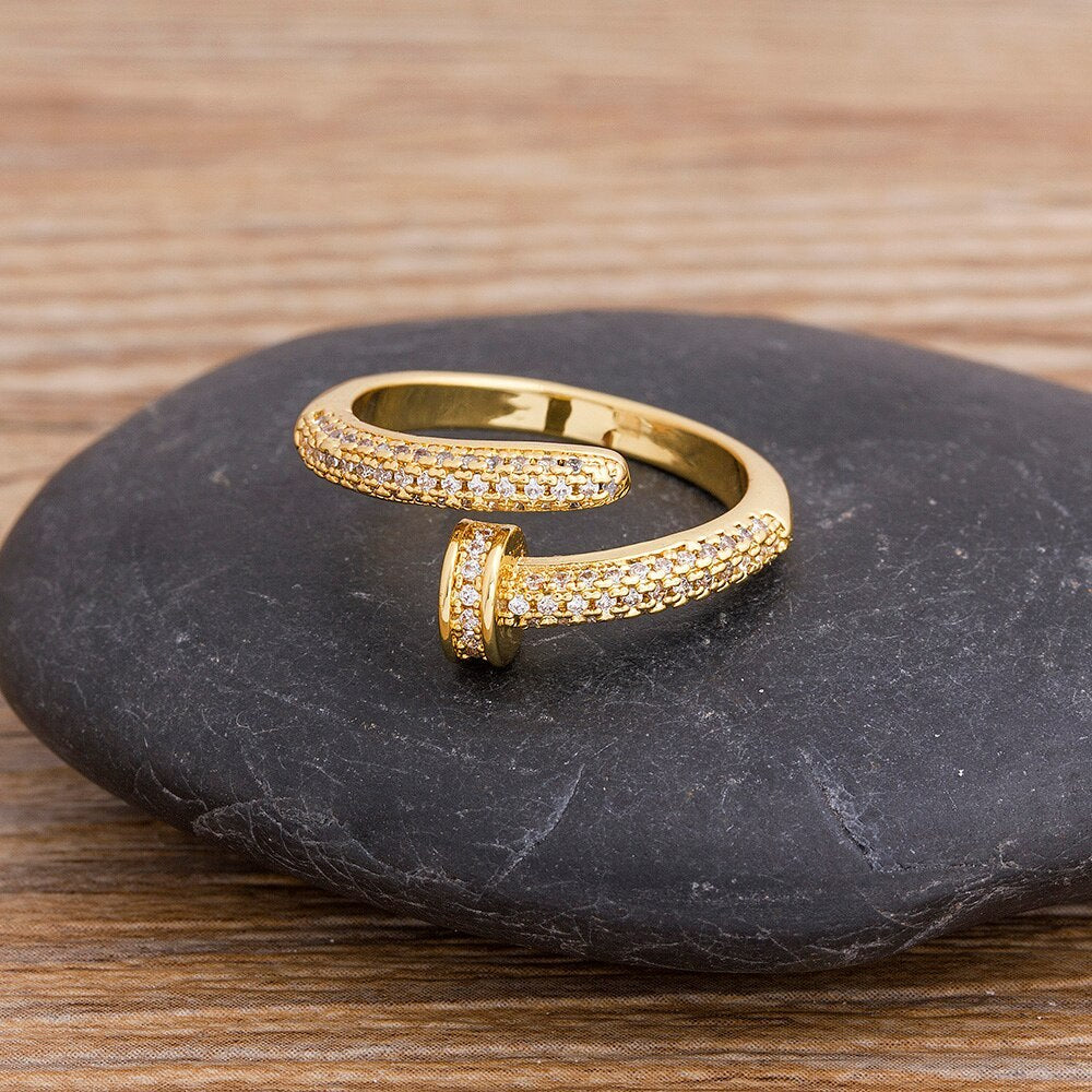 Image du produit Bague à Ongle Personnalisée | Bague Géométrique Ajustable avec Faux Gemmes/ Pierres Semi-Précieuses