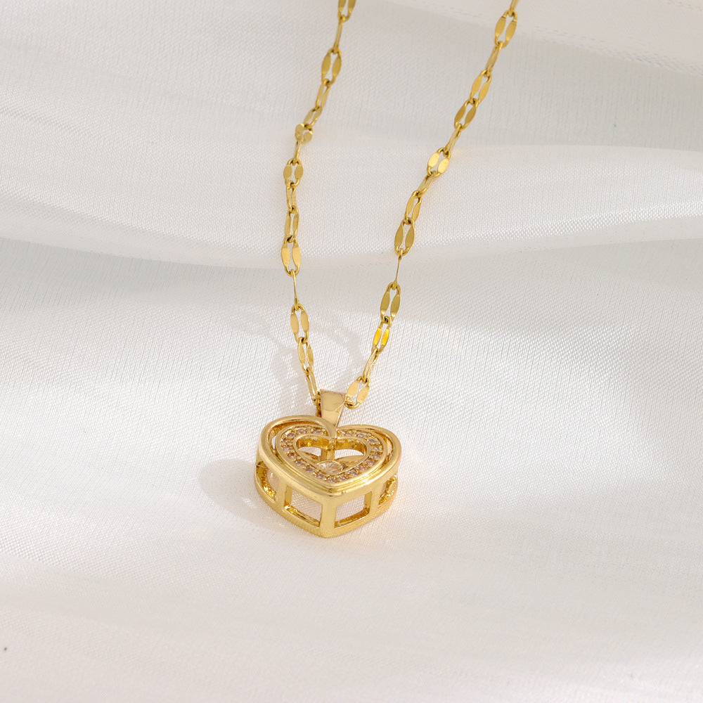 "✨ Raffiné Collier Double Rang Cœur - Acier Titane Durable & Strass Brillants - Cadeau Parfait pour la Saint-Valentin"