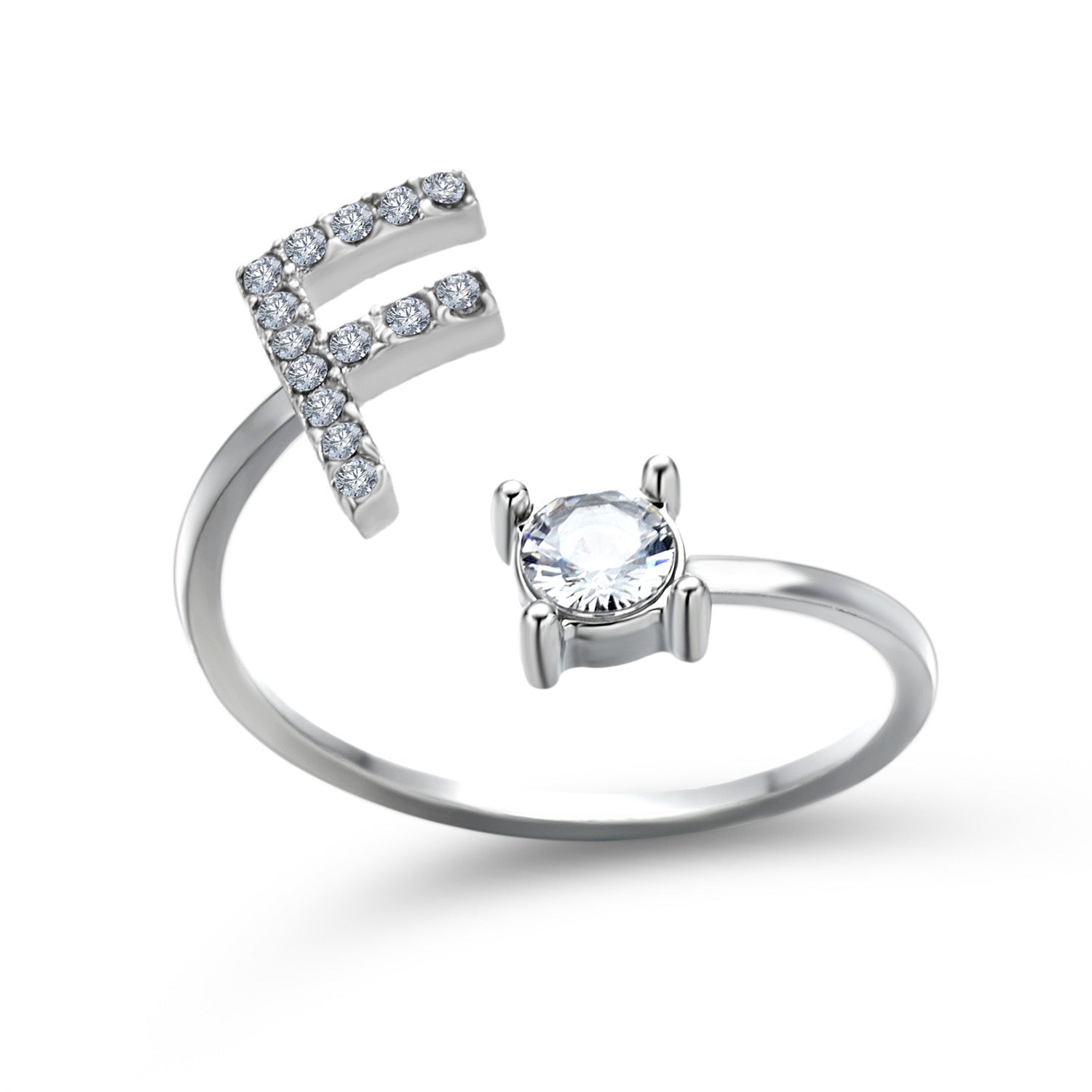 Image du produit Bague Initiale Ajustable – Élégance Personnalisée en Argent/Doré | Bijou Raffiné pour Femme