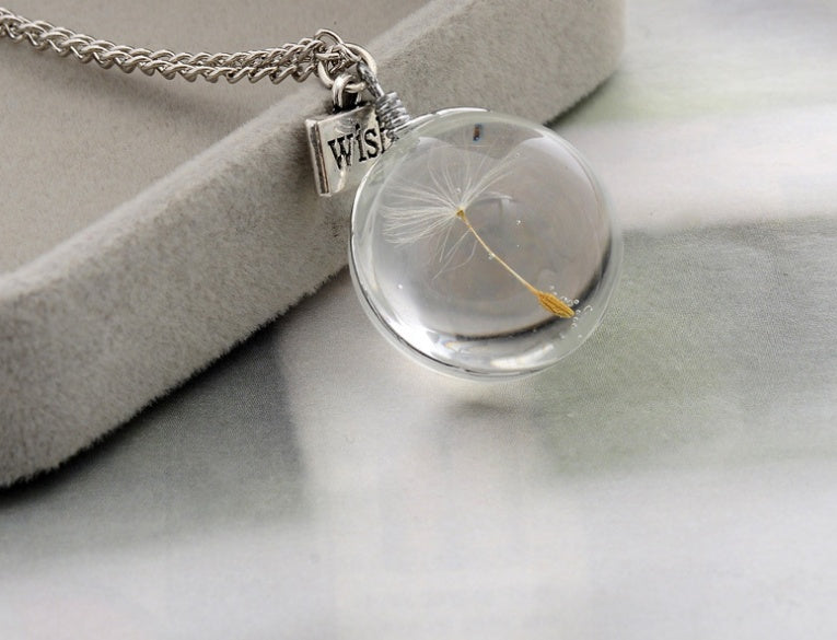 🌼 Élégant Collier Pendentif Pissenlit - Bijou Naturel Unique, Poétique et Idéal pour Sublimer Votre Style au Quotidien