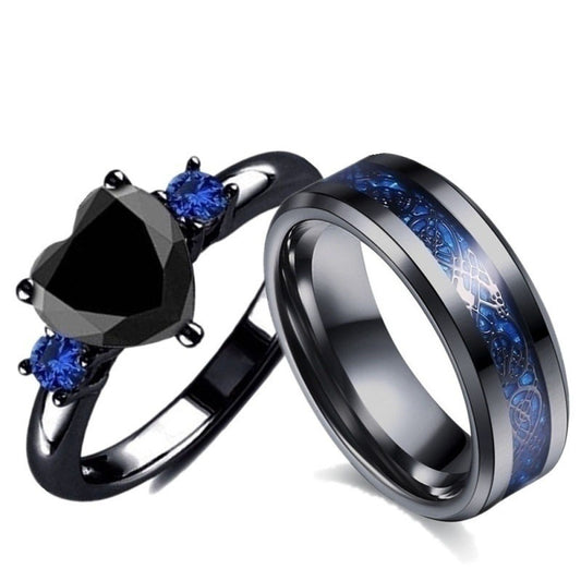 Bague de Fiançailles Élégante - Diamant Noir en Forme de Cœur, Symbole d'Amour Moderne et Intemporel