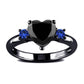 Bague de Fiançailles Élégante - Diamant Noir en Forme de Cœur, Symbole d'Amour Moderne et Intemporel