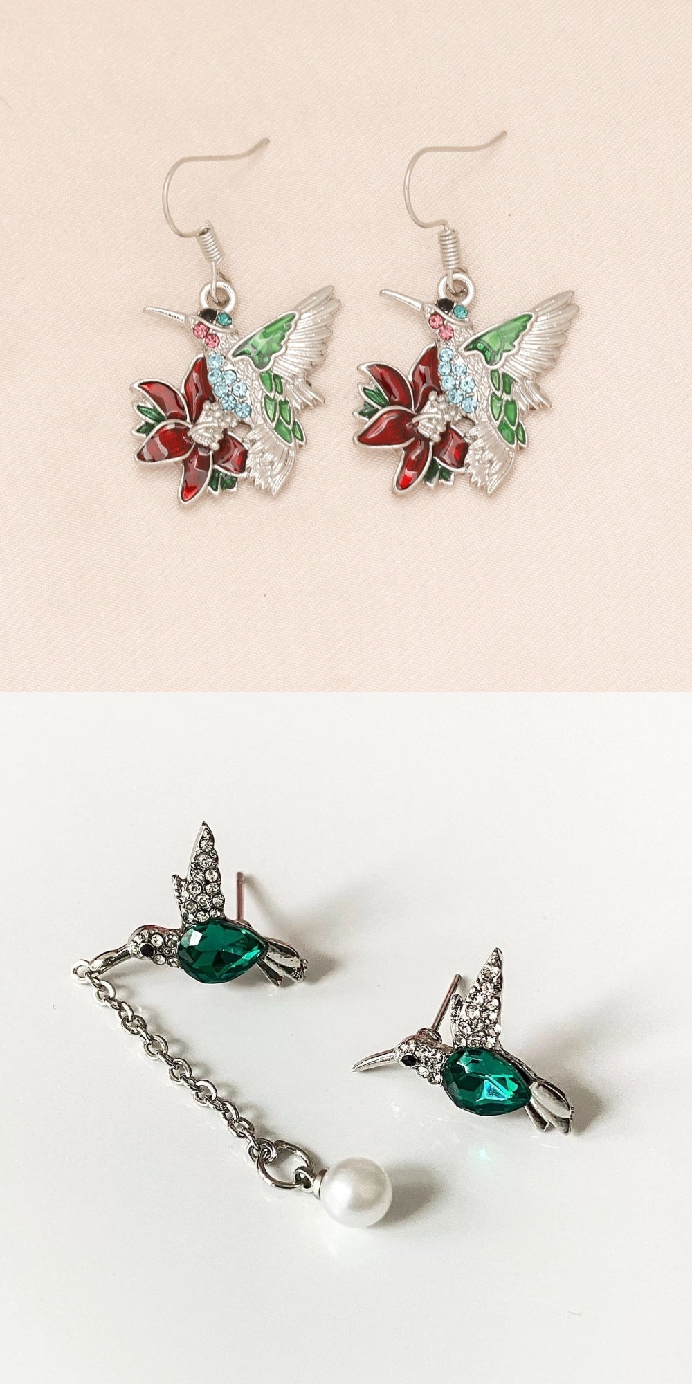 ✨ Boucles d'Oreilles Colibri en Diamants - Design Élégant, Éclat Éblouissant, Parfaites pour Briller en Toute Occasion 💎