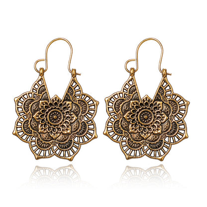 Boucles d'Oreilles Vintage Élégantes - Style Ethnique Unique, Métal Premium pour une Sophistication Intemporelle