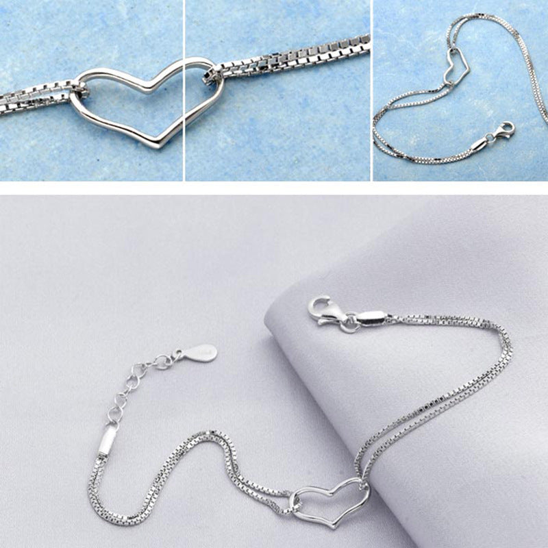 ✨ Bracelet Cœur en Argent - Élégance Éternelle, Cadeau Idéal pour Amour et Tendresse, Brillez en Toute Occasion