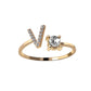 Image du produit Bague Initiale Ajustable – Élégance Personnalisée en Argent/Doré | Bijou Raffiné pour Femme