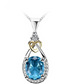 💎 Elegant Women's Necklace in 925 Silver - Refined Oval Blue Stone, Ideal for Weddings and Chic Outfits