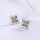 🌿 Boucles d'Oreilles S925 en Argent - Diamants Couleur Herbe à Quatre Feuilles, Élégance et Raffinement au Quotidien