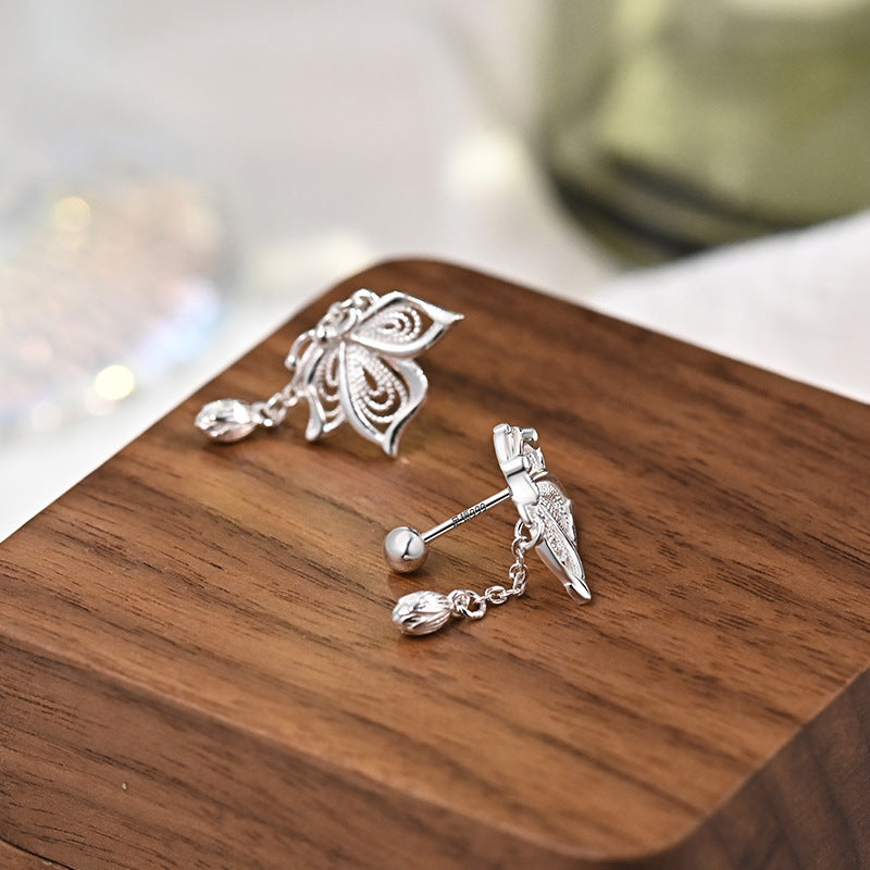 ✨ Boucles d'Oreilles Papillon en Argent S999 - Design Élégant, Parfaites pour Élever Votre Style au Quotidien