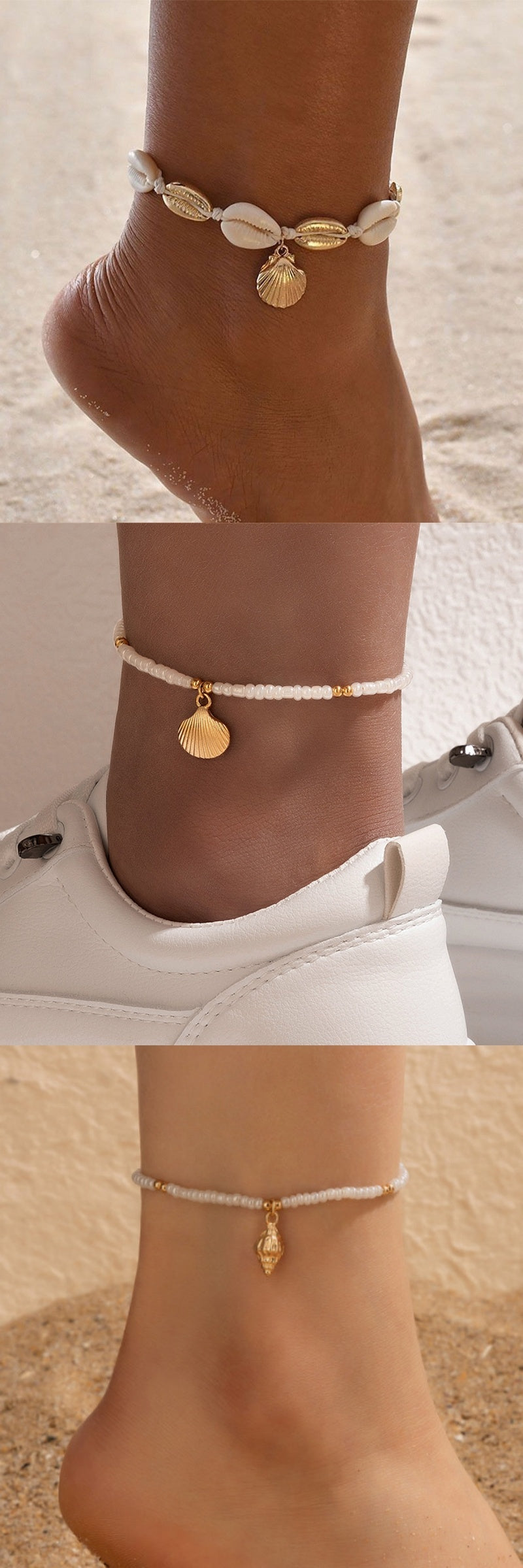🌟 Bracelet de Cheville Bohème en Coquillage - Qualité Premium, Parfait pour vos Évasions à la Plage! 🌊