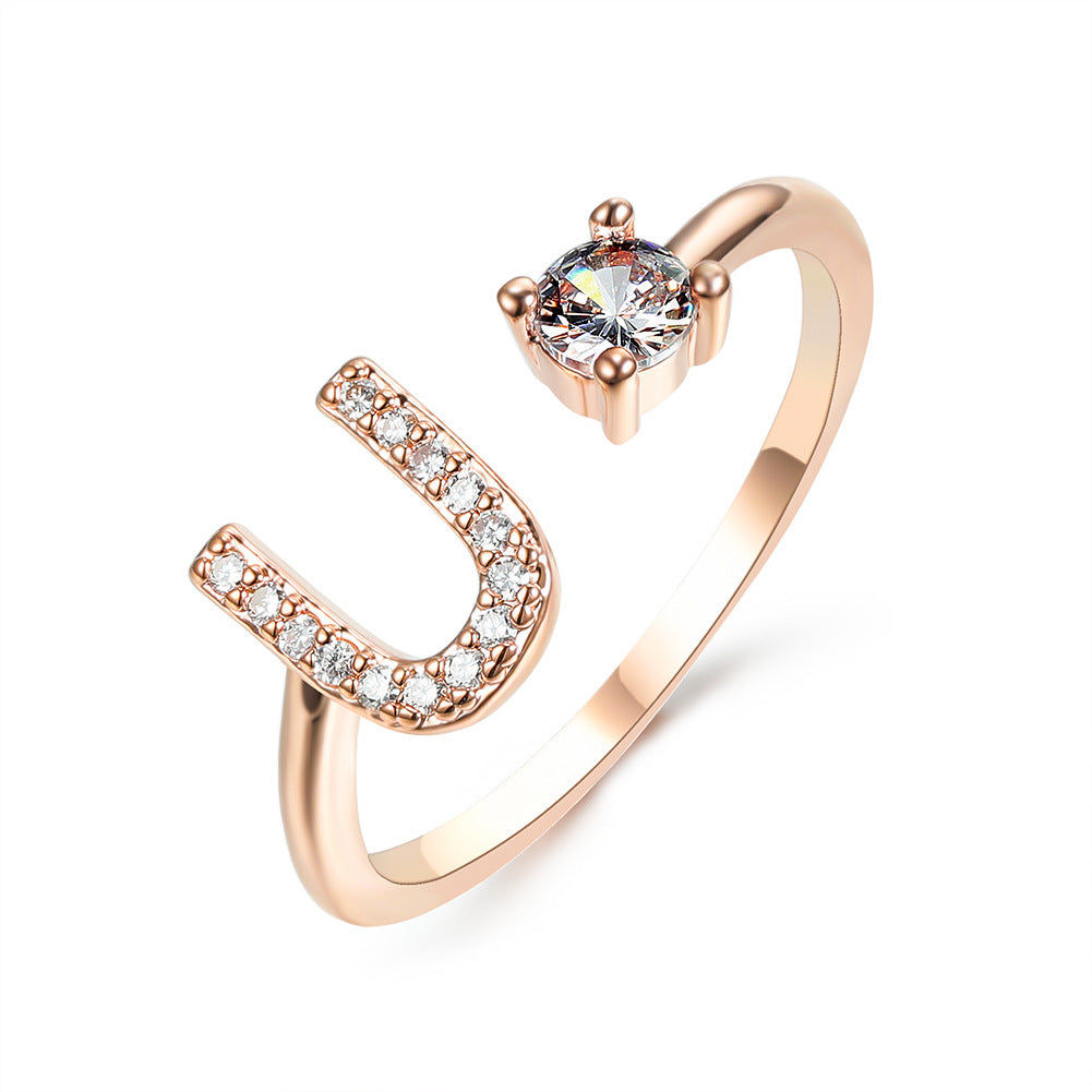 Image du produit Bague Initiale Ajustable – Élégance Personnalisée en Argent/Doré | Bijou Raffiné pour Femme