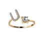 Image du produit Bague Initiale Ajustable – Élégance Personnalisée en Argent/Doré | Bijou Raffiné pour Femme