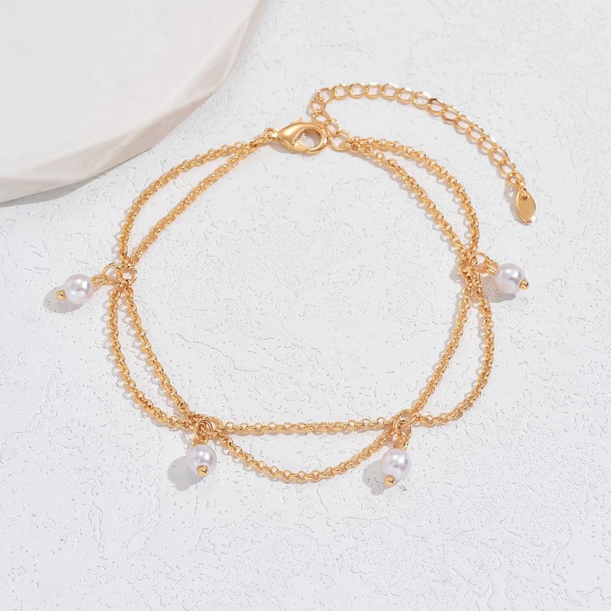 "💎 Bracelet de Cheville Hexagonal Élégant avec Perles – Design Unique et Confort Absolu pour Tous les Styles ✨"