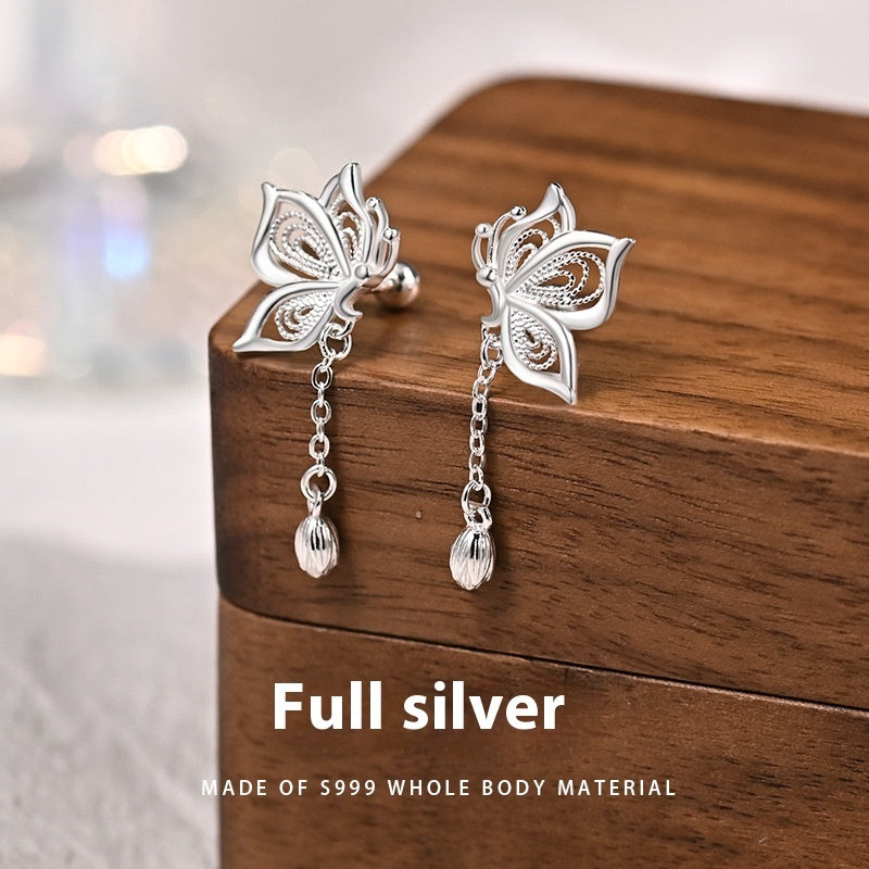 ✨ Boucles d'Oreilles Papillon en Argent S999 - Design Élégant, Parfaites pour Élever Votre Style au Quotidien
