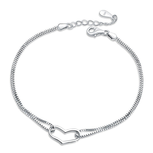 ✨ Bracelet Cœur en Argent - Élégance Éternelle, Cadeau Idéal pour Amour et Tendresse, Brillez en Toute Occasion