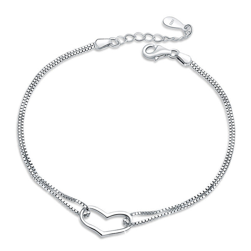 ✨ Bracelet Cœur en Argent - Élégance Éternelle, Cadeau Idéal pour Amour et Tendresse, Brillez en Toute Occasion