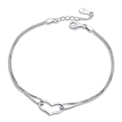 ✨ Bracelet Cœur en Argent - Élégance Éternelle, Cadeau Idéal pour Amour et Tendresse, Brillez en Toute Occasion