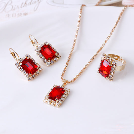 ✨ Coffret Bijoux en Cristal Élégant - Collier, Boucles d'Oreilles & Bague, Brillance Exceptionnelle pour Toutes Occasions