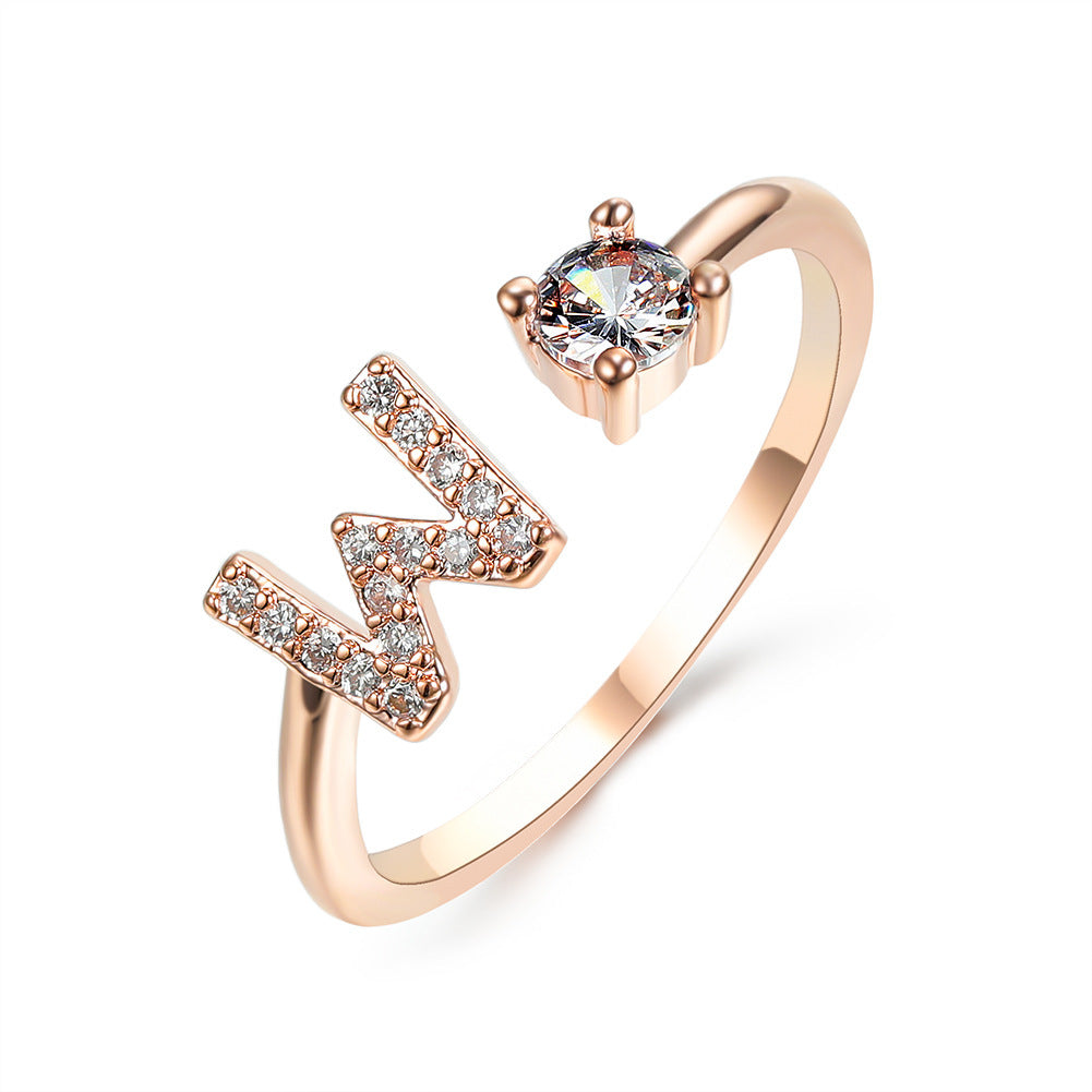 Image du produit Bague Initiale Ajustable – Élégance Personnalisée en Argent/Doré | Bijou Raffiné pour Femme