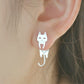 ✨ Boucles d'Oreilles Argent 925 - Design Élégant avec Chats et Poissons Amovibles, Style Original et Unique 🐾