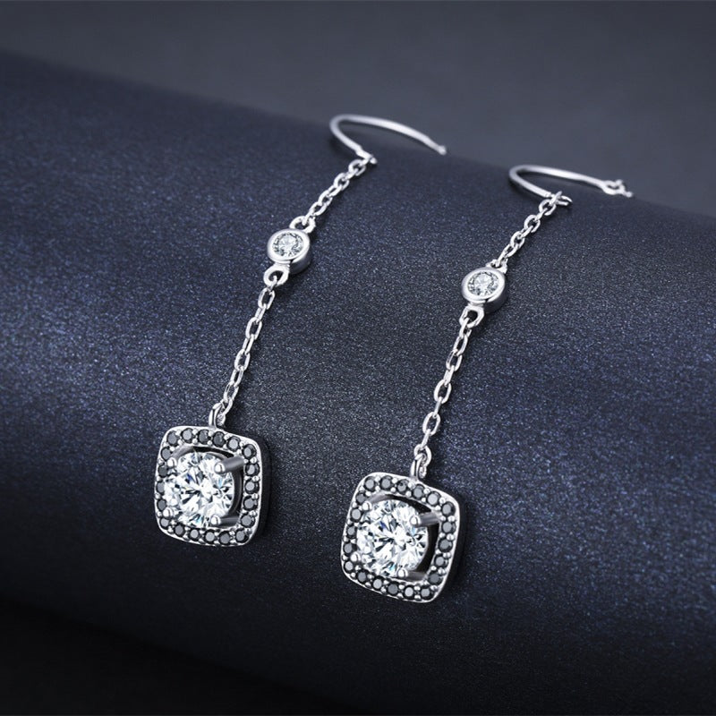 ✨ Boucles d’Oreilles Longues Élégantes - Plaquées Cuivre, Zircon Étincelant, Idéales pour un Style Raffiné et Luxueux