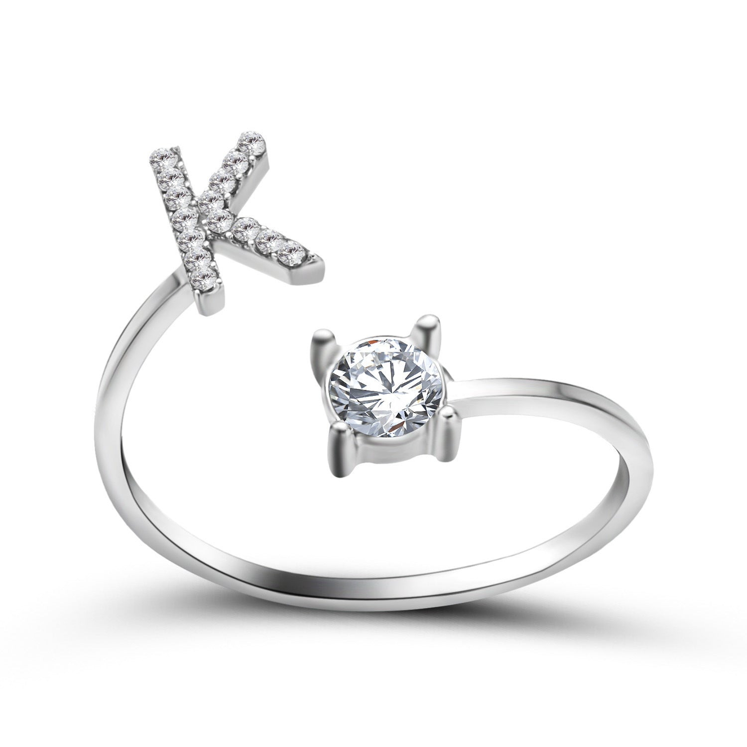 Image du produit Bague Initiale Ajustable – Élégance Personnalisée en Argent/Doré | Bijou Raffiné pour Femme