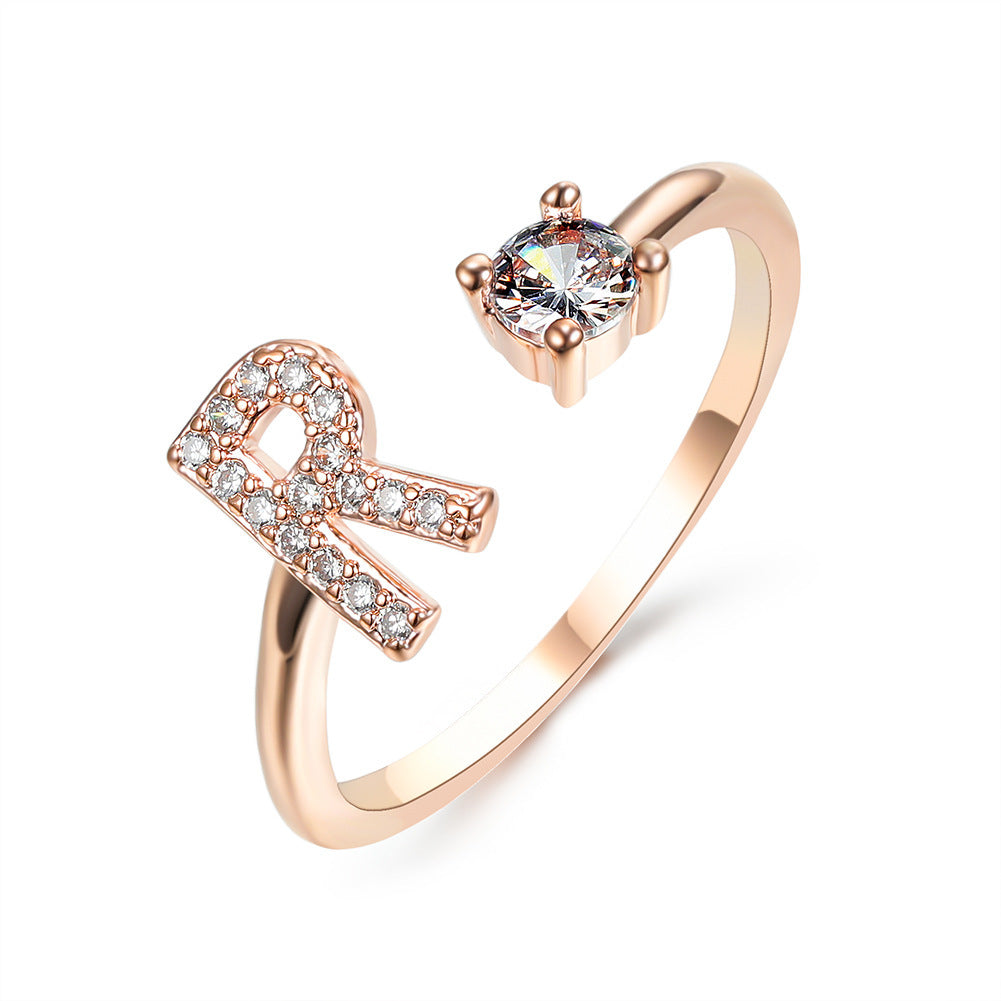 Image du produit Bague Initiale Ajustable – Élégance Personnalisée en Argent/Doré | Bijou Raffiné pour Femme