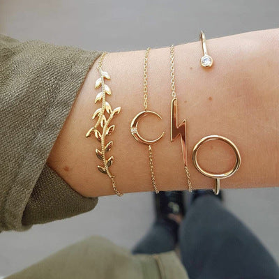 ✨ Chic Ensemble Bracelets Géométriques Femme - Ajustables, Style Moderne Doré & Argenté pour un Look Sophistiqué