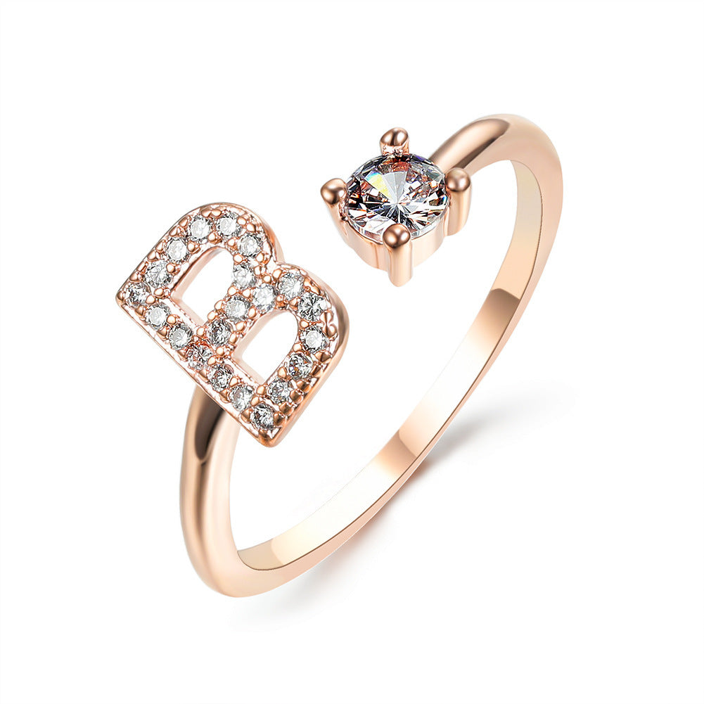 Image du produit Bague Initiale Ajustable – Élégance Personnalisée en Argent/Doré | Bijou Raffiné pour Femme