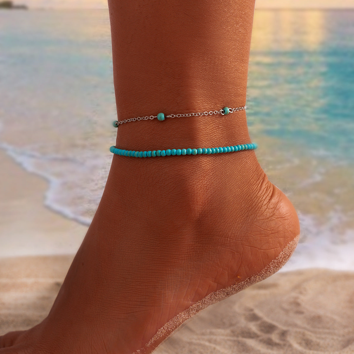 ✨ Bracelet de Cheville Bohème Chic - Multicouches Colorées, Style Ethnique, Parfait pour un Look Tendance et Unique !