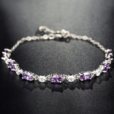 💎 Bracelet Raffiné en Argenté avec Améthyste - Pierre Naturelle, Élégance Intemporelle, Cadeau Parfait pour Femme