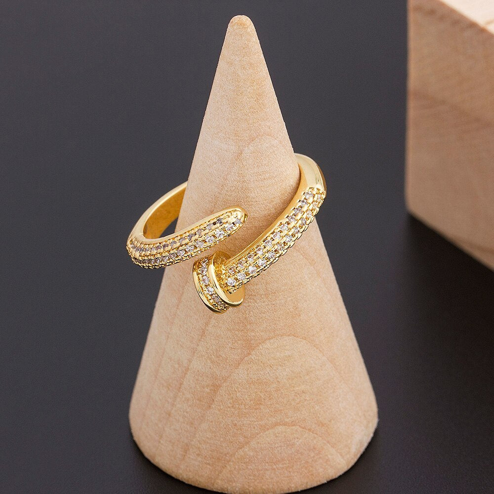Image du produit Bague à Ongle Personnalisée | Bague Géométrique Ajustable avec Faux Gemmes/ Pierres Semi-Précieuses