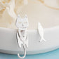 ✨ Boucles d'Oreilles Argent 925 - Design Élégant avec Chats et Poissons Amovibles, Style Original et Unique 🐾