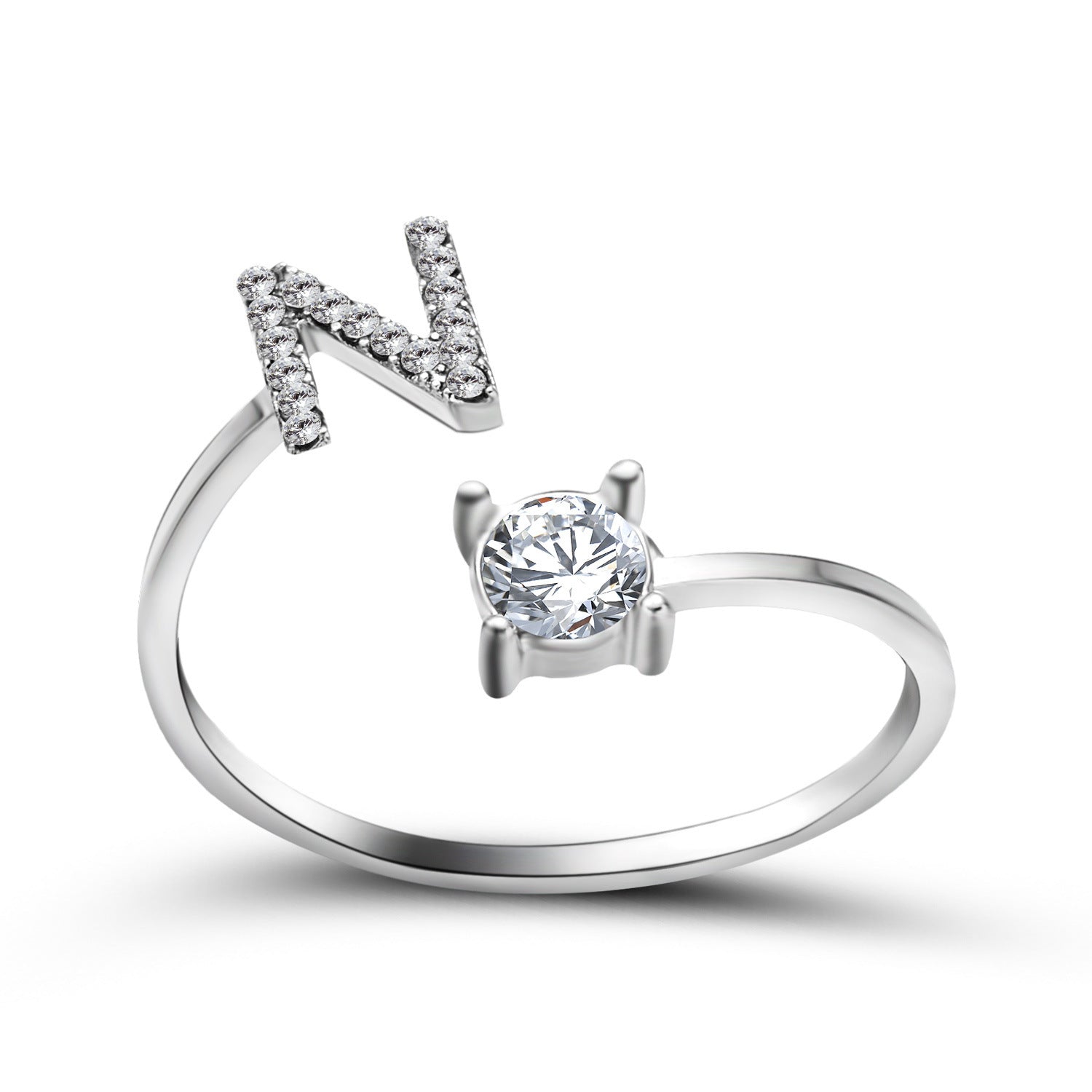 Image du produit Bague Initiale Ajustable – Élégance Personnalisée en Argent/Doré | Bijou Raffiné pour Femme