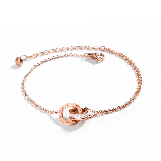 ✨ Bracelet Élégant en Acier Titane - Design Raffiné avec Diamants et Zircon, Résistant pour Toutes Occasions