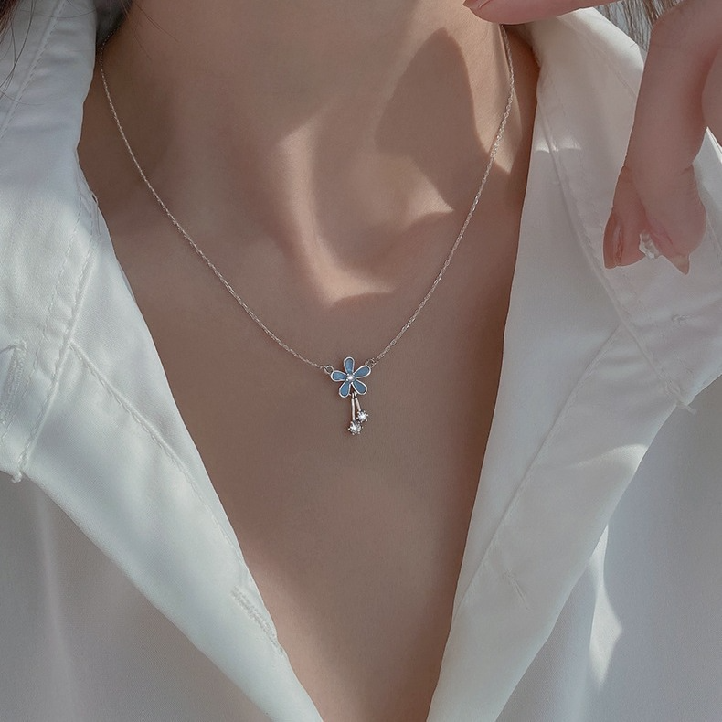 💎 Collier en Argent Pur S999 - Design Floral Élégant, Idéal pour l'Été et les Occasions Spéciales