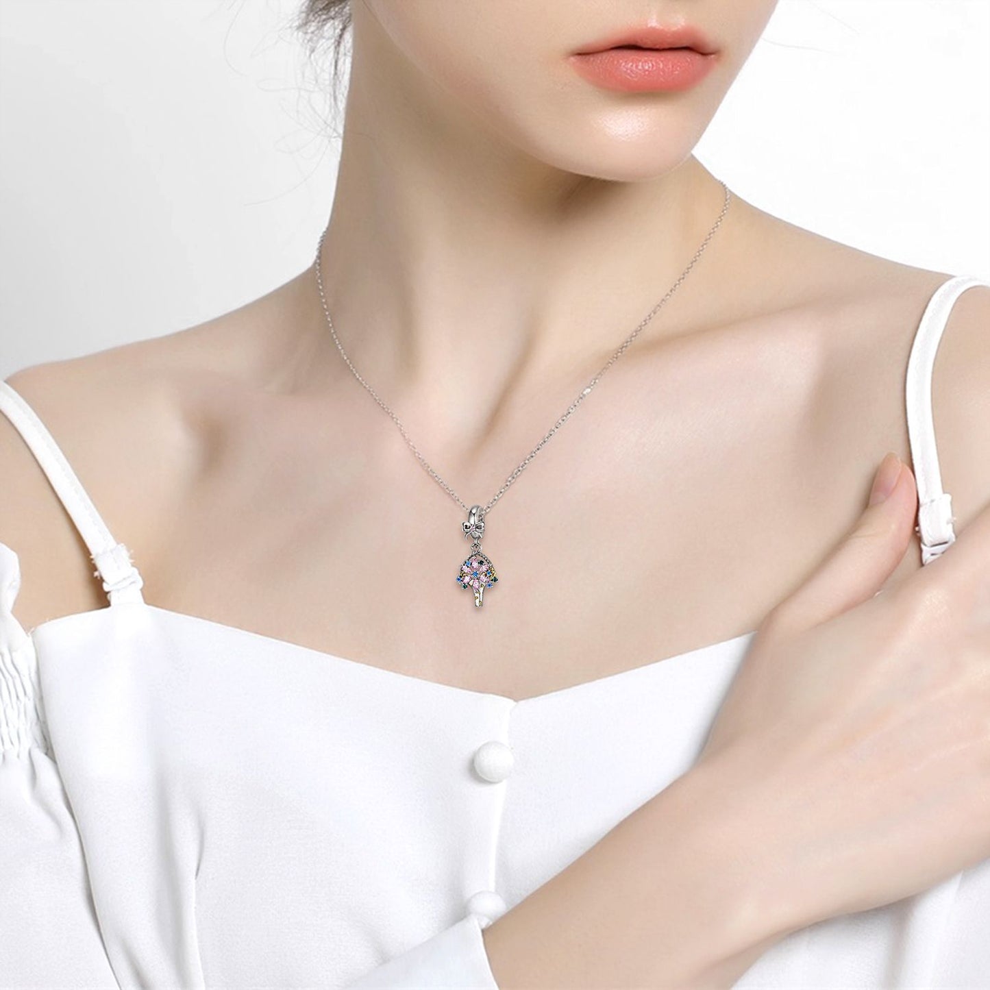 🌸 Pendentif Élégant en Argent 925 - Accessoire DIY pour la Fête des Mères, Cadeau Unique et Personnalisé