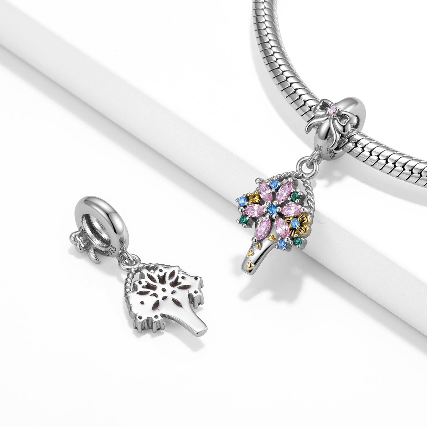 🌸 Pendentif Élégant en Argent 925 - Accessoire DIY pour la Fête des Mères, Cadeau Unique et Personnalisé