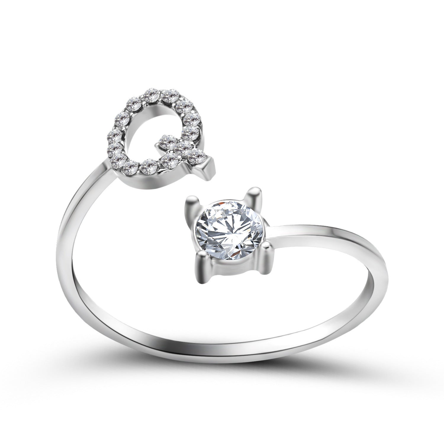 Image du produit Bague Initiale Ajustable – Élégance Personnalisée en Argent/Doré | Bijou Raffiné pour Femme