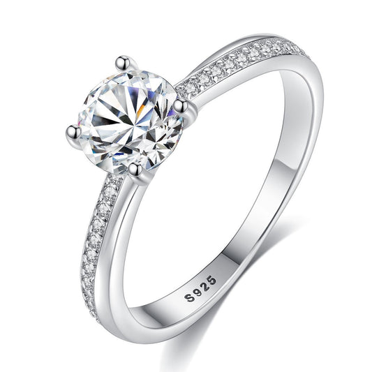 **Bague Élégante en Argent Sterling - Zircon Sertie, Brillance Intemporelle, Parfaite pour Toutes Occasions**