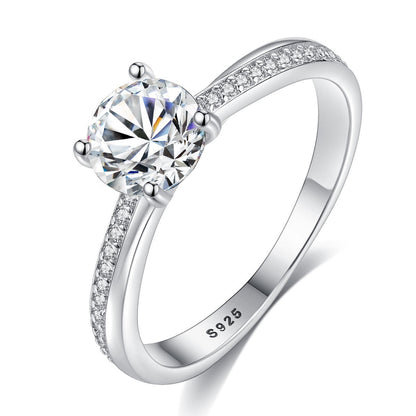 **Bague Élégante en Argent Sterling - Zircon Sertie, Brillance Intemporelle, Parfaite pour Toutes Occasions**