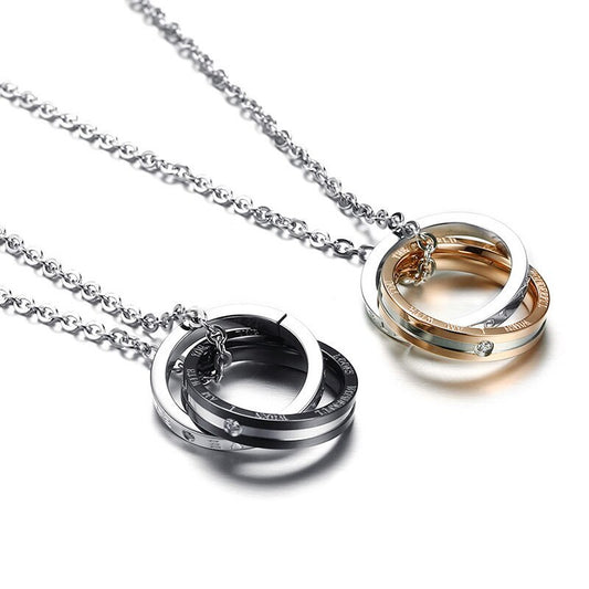 Collier Couple en Acier Inoxydable - Design Élégant, Résistant à l'Eau, Idéal pour les Amoureux !