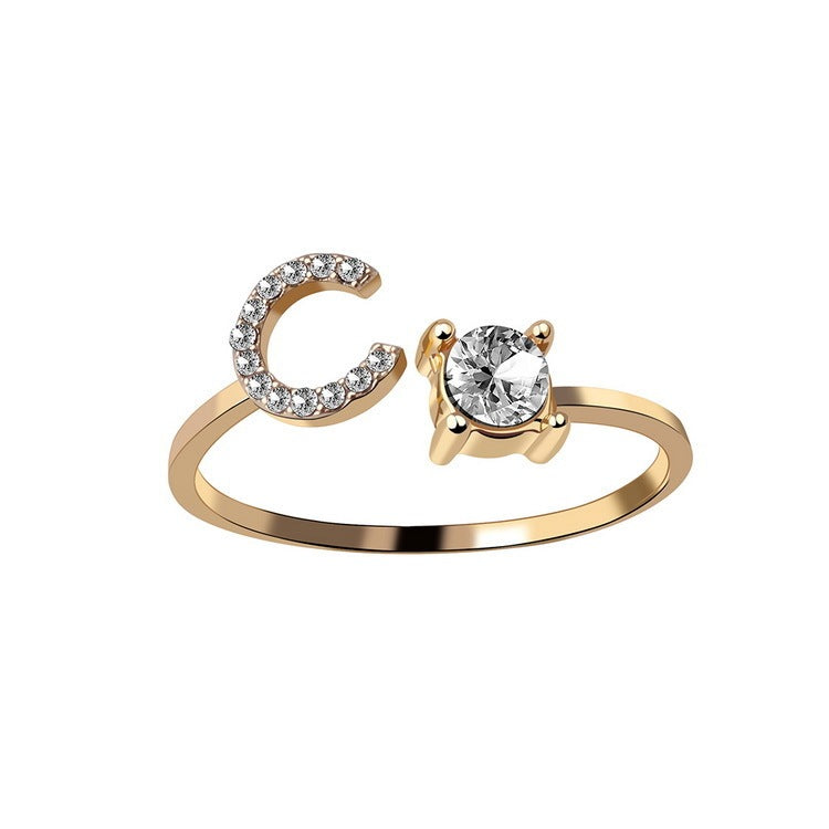 Image du produit Bague Initiale Ajustable – Élégance Personnalisée en Argent/Doré | Bijou Raffiné pour Femme