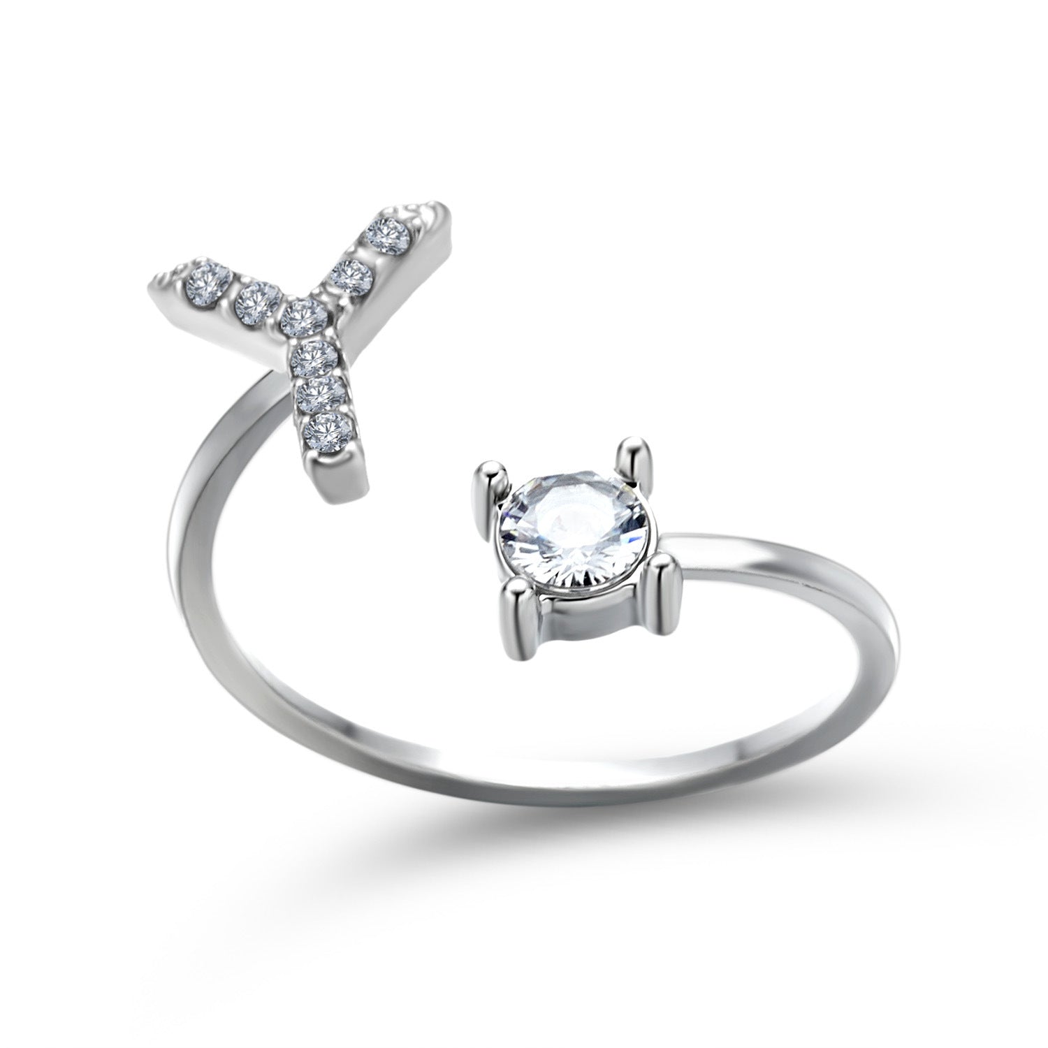 Image du produit Bague Initiale Ajustable – Élégance Personnalisée en Argent/Doré | Bijou Raffiné pour Femme