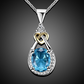 💎 Elegant Women's Necklace in 925 Silver - Refined Oval Blue Stone, Ideal for Weddings and Chic Outfits